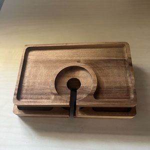 Wooden charcuterie wine glass holder